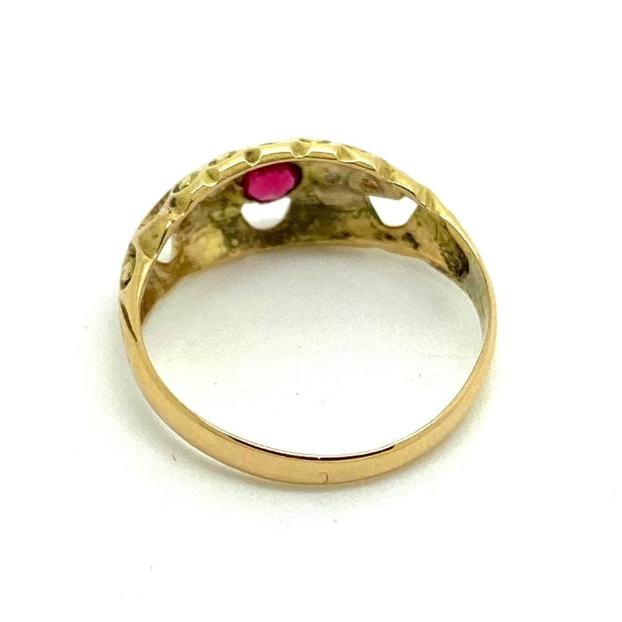 Antique 1915 Ruby Diamond 18ct Gold Ring