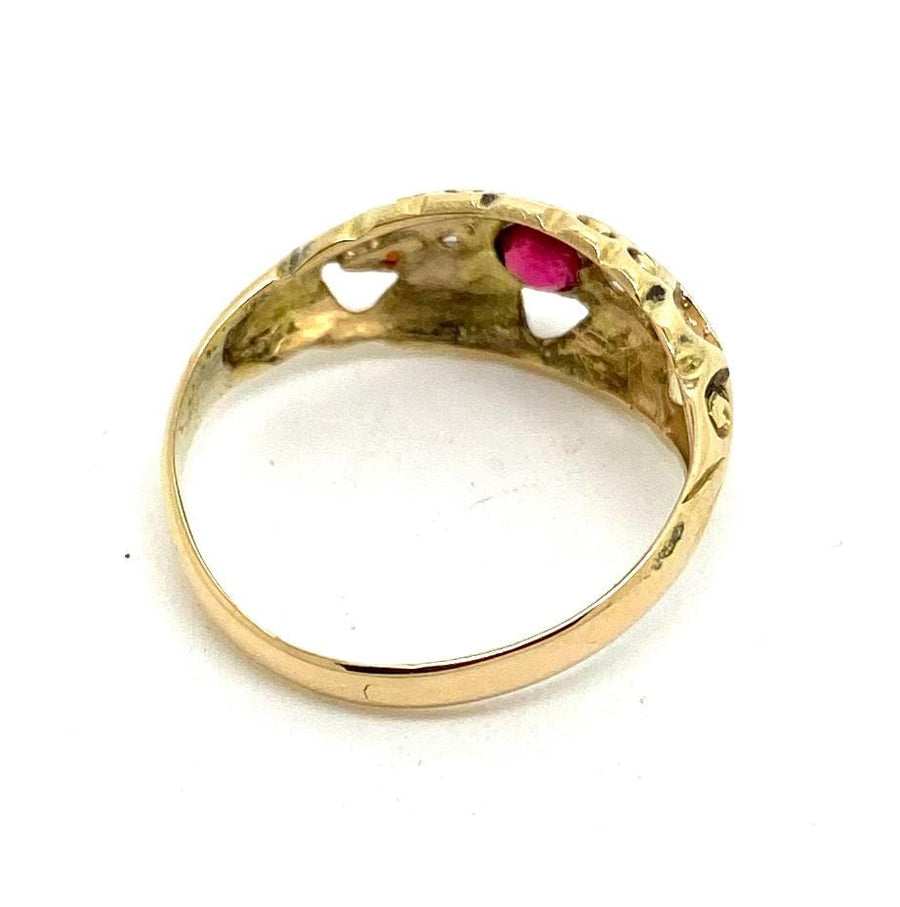 Antique 1915 Ruby Diamond 18ct Gold Ring