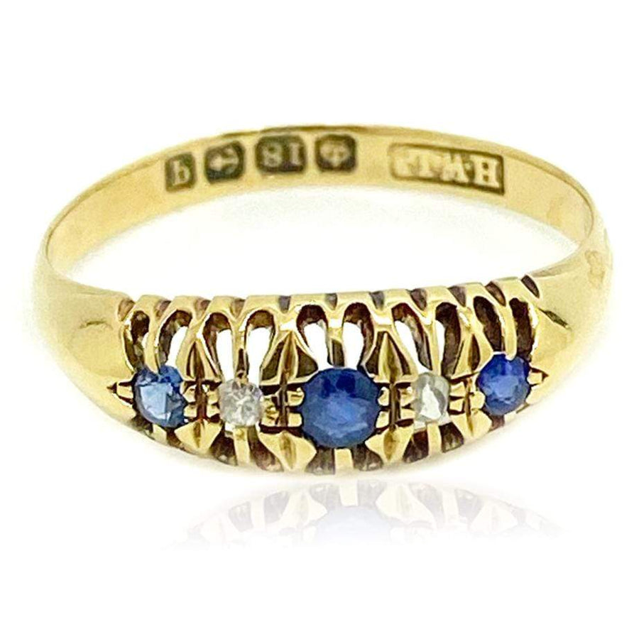 George V Ring Antique 1915 Sapphire Diamond 18ct Gold Ring