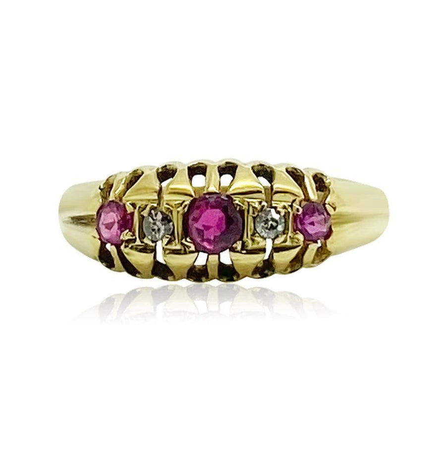George V Ring Antique 1917 Ruby Diamond 18ct Gold Ring