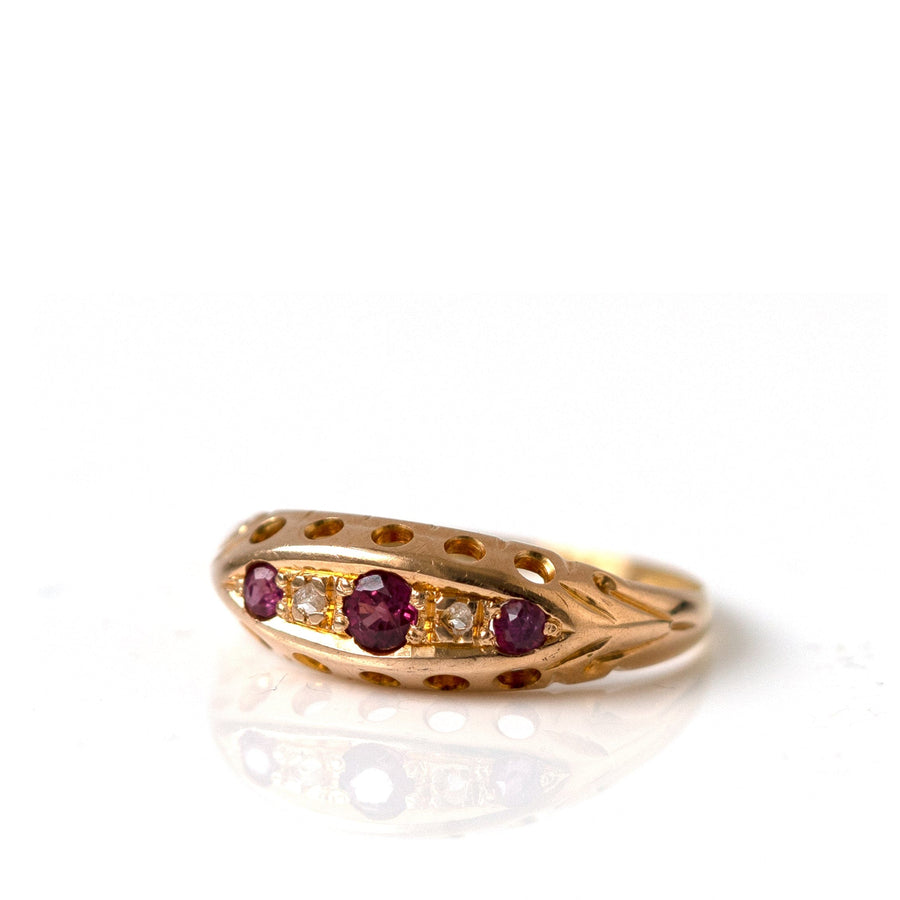 George V Rings Antique 1916 George V Ruby Diamond 18ct Gold Ring Mayveda Jewellery