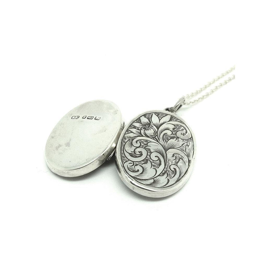 Antique 1881 Sterling Silver Oval Locket Necklace