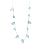 Handmade Carved Aquamarine & Seed Pearl Beaded Necklace