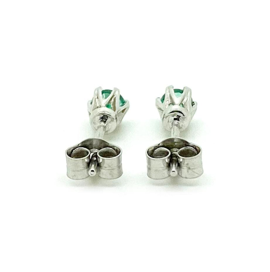HANDMADE Earrings Handmade Emerald 18ct White Gold Stud Earrings