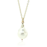 Handmade Natural Freshwater Baroque Pearl 9ct Gold Necklace