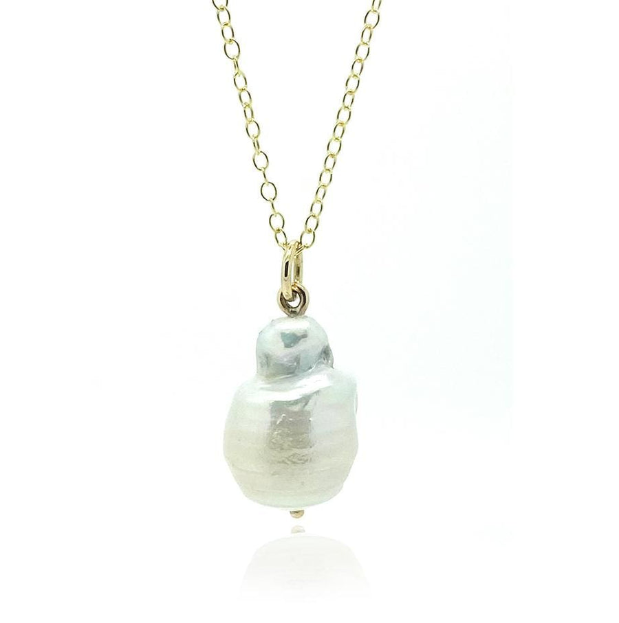 HANDMADE Necklace Freshwater Baroque Pearl Drop 9ct Gold Necklace