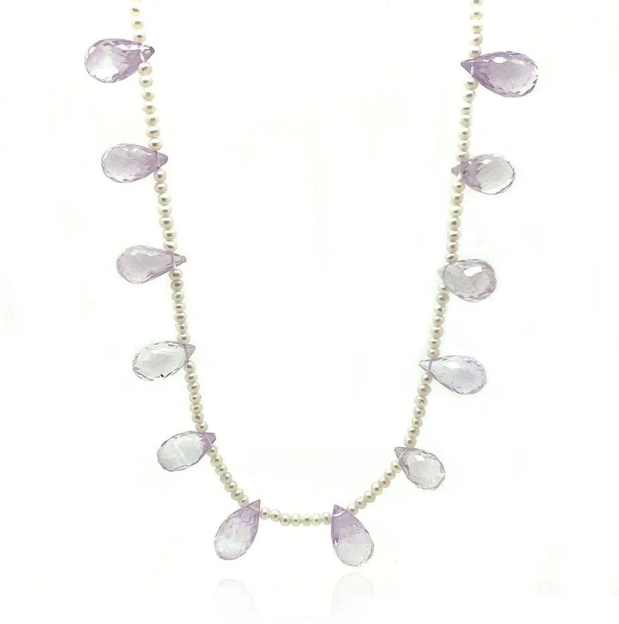 Beaded Amethyst Seed Pearl Necklace - Mayveda Jewelry