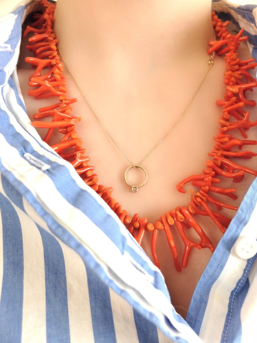 Beaded Precious Coral Necklace - Mayveda Jewelry