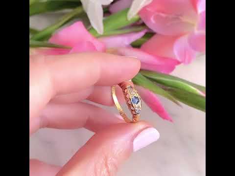 Reserved - Antique Edwardian 1906 18ct Gold Ceylon Sapphire Ring