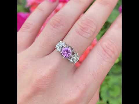 Art Deco 1920s Pink Sapphire Platinum Diamond Ring