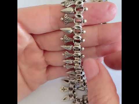 Antique Victorian Silver Locket Collar Chain Necklace