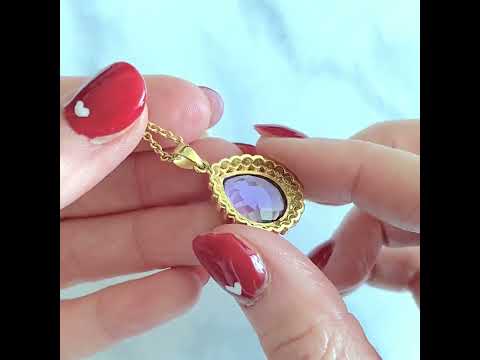 Handmade 5.6ct Ametrine Pear Cut 18ct Gold Diamond Necklace