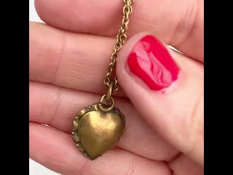 Antique Victorian Paste Heart Necklace