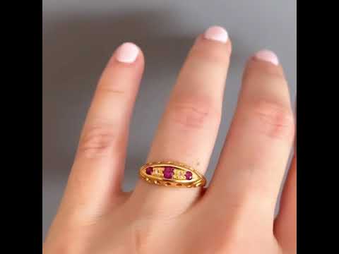 Antique 1916 George V Ruby Diamond 18ct Gold Ring