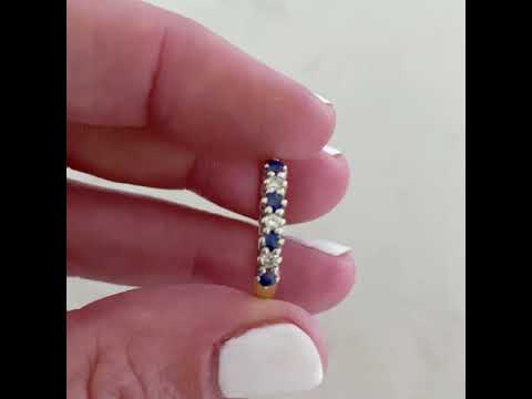 Vintage 1990s Sapphire Diamond 18ct Gold Ring
