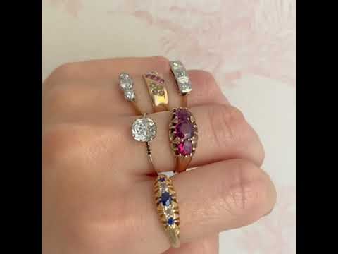 Antique Victorian 18ct Sapphire & Diamond Ring