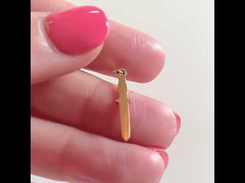 Vintage 9ct Gold Dagger Charm Necklace