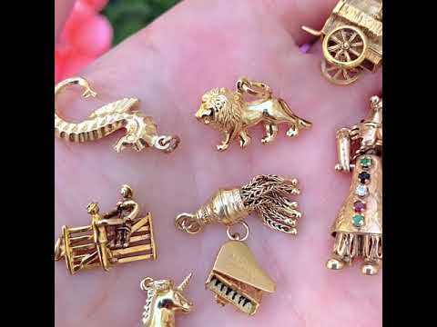 Antique Victorian Tassel 9ct Gold Charm Necklace
