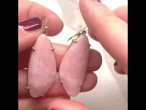 Reserved- Handmade Pink Opal 14ct Gold Drop Earrings