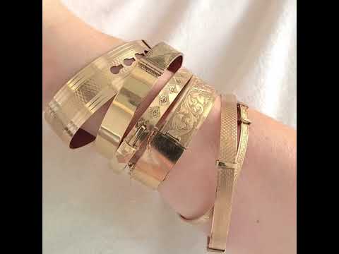 Vintage 1960s 9ct Rolled Gold Meander Bangle Bracelet