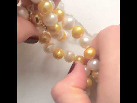 Collier de perles d'eau douce jaune