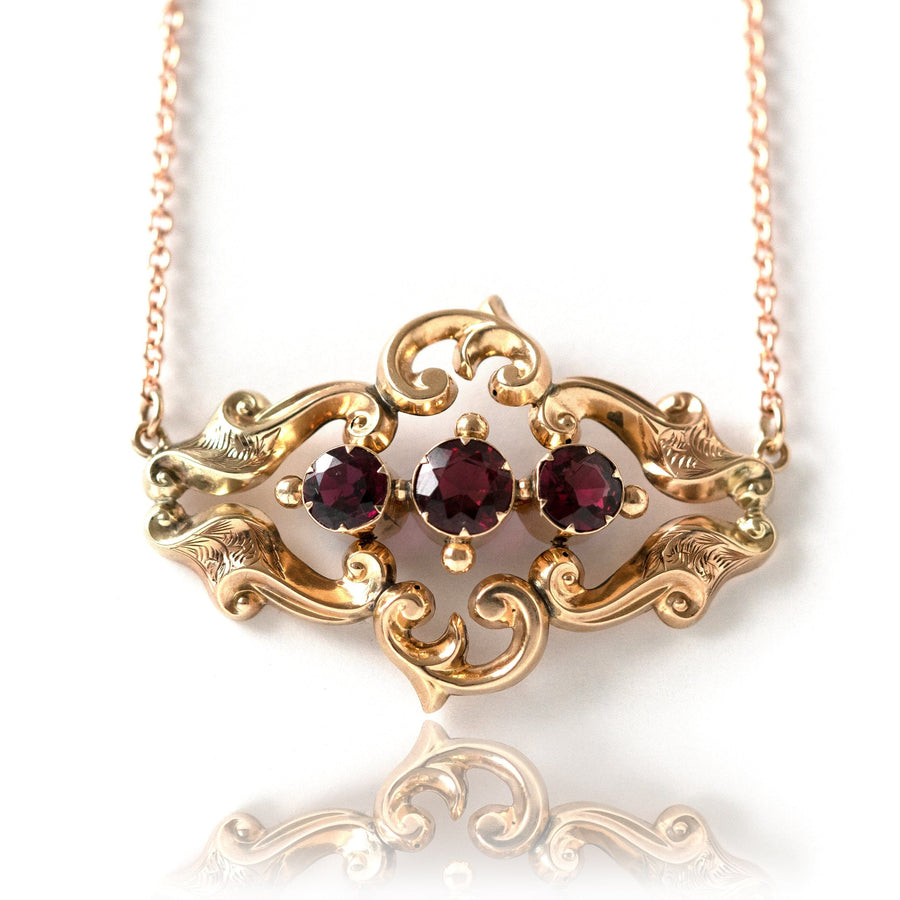 Mayveda Jewellery Necklace Antique Victorian 9ct Gold Garnet Necklace Mayveda Jewellery