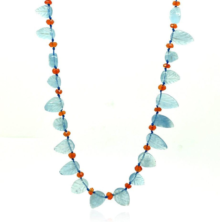 SOLD | Aquamarine & Carnelian Gemstone Necklace - Mayveda Jewelry