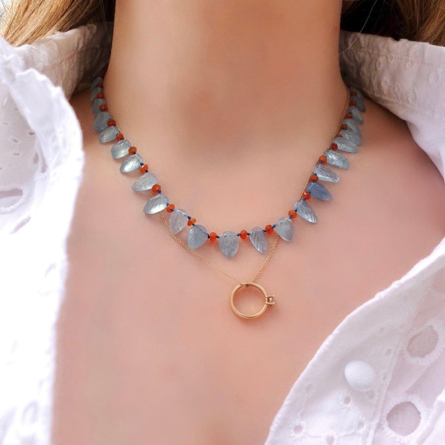 SOLD | Aquamarine & Carnelian Gemstone Necklace - Mayveda Jewelry