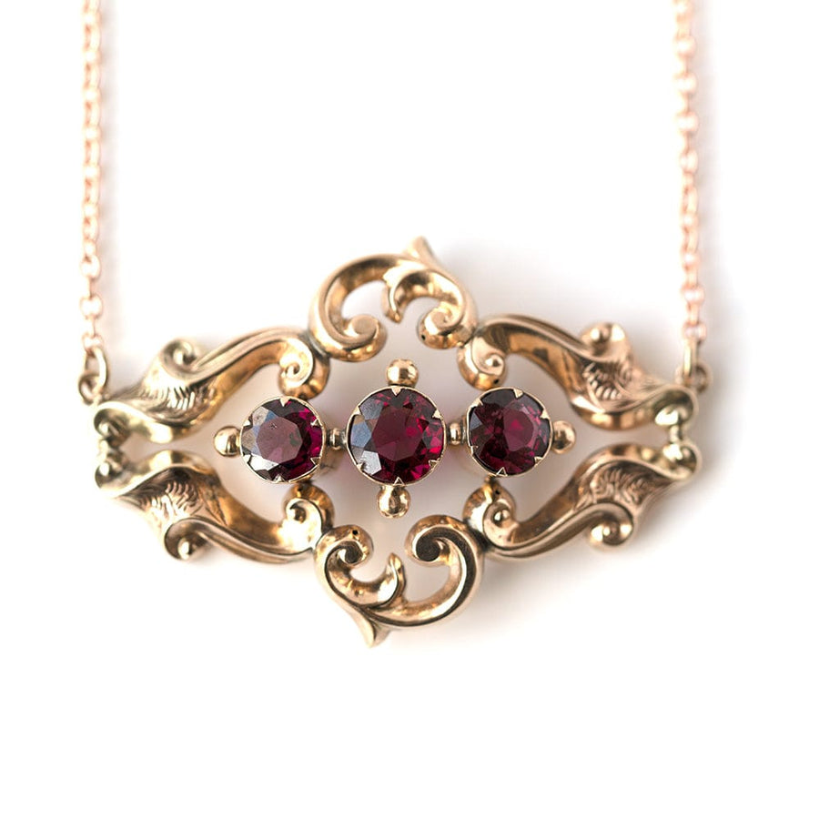 Mayveda Jewellery Necklaces Antique Victorian 9ct Gold Garnet Necklace Mayveda Jewellery
