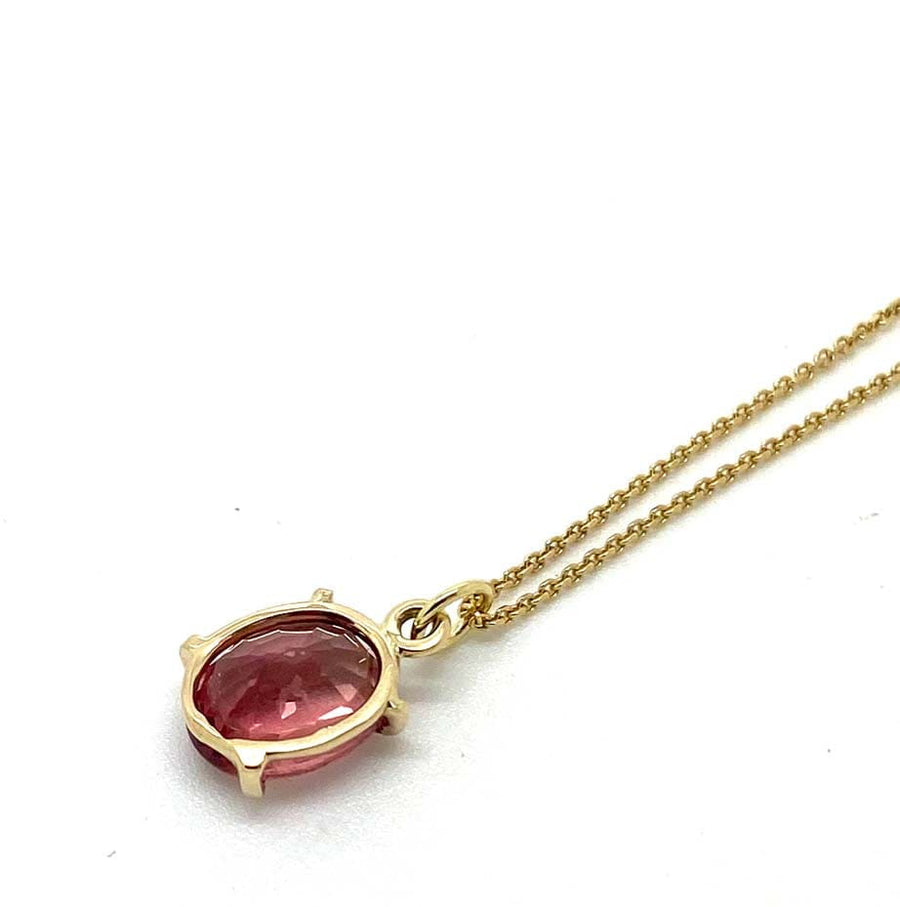 Mayveda Jewellery Necklaces Handmade Orange Pink Tourmaline 14ct Gold Pendant Necklace Mayveda Jewellery
