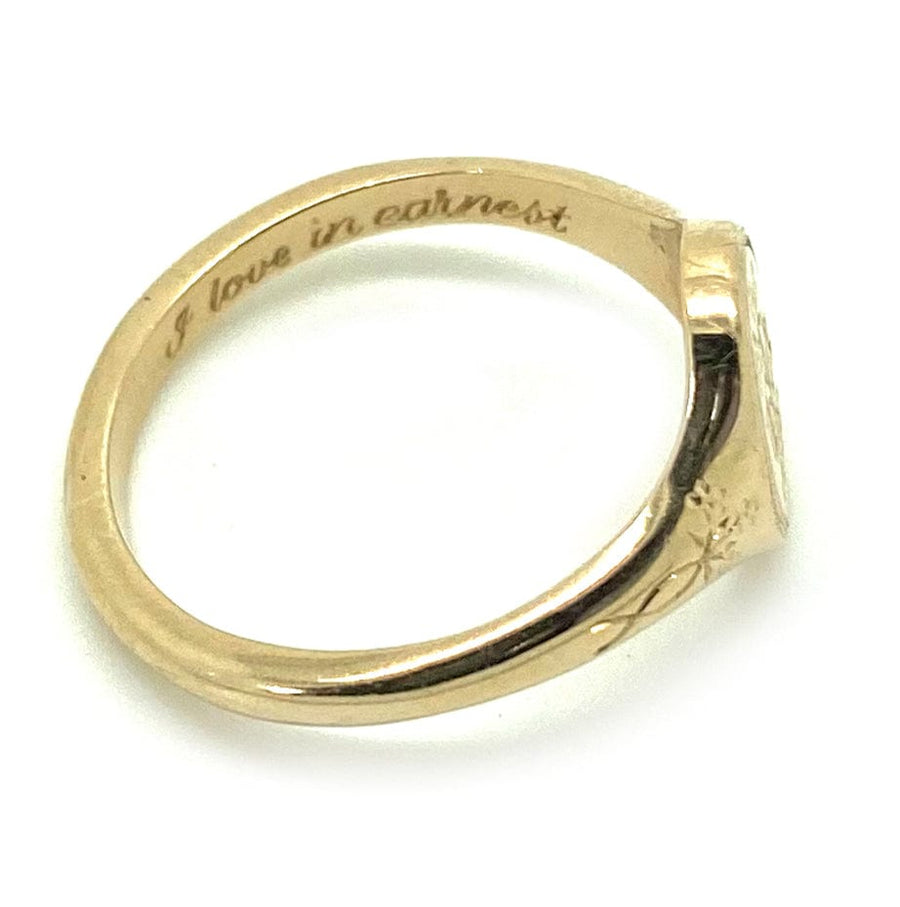 Mayveda Jewellery Ring Forget-Me-Not Mayveda 18ct Gold Engraved Signet Ring Mayveda Jewellery