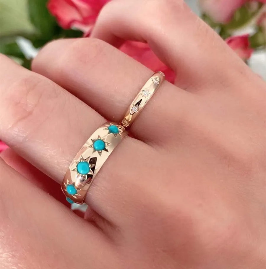Diamond Star Eternity 9ct Gold Ring - Mayveda Jewelry