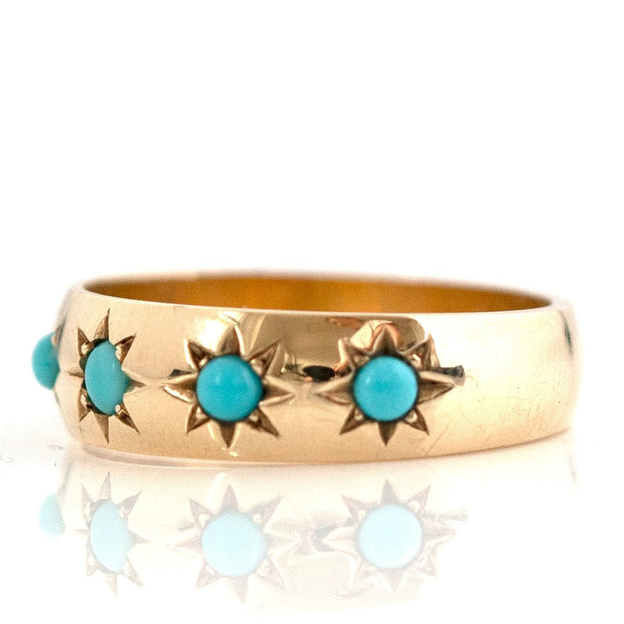 Mayveda Jewellery Rings Handmade Turquoise 18ct Gold Gypsy Stargazer Ring Mayveda Jewellery