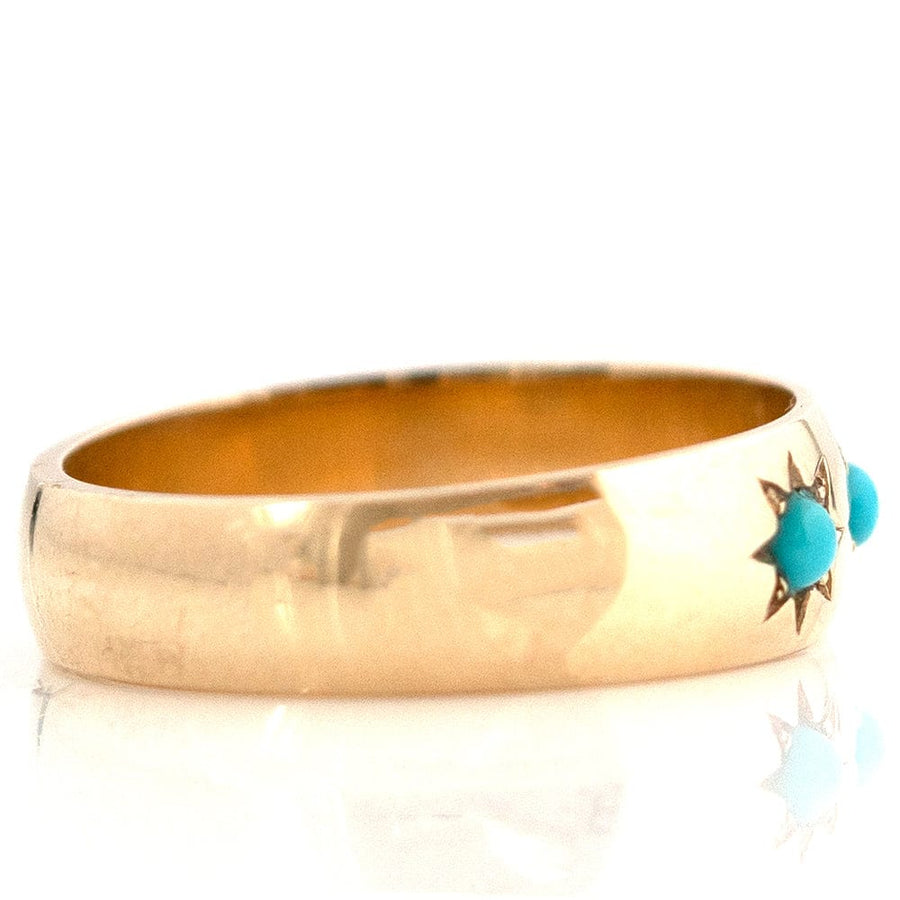 Mayveda Jewellery Rings Handmade Turquoise 18ct Gold Gypsy Stargazer Ring Mayveda Jewellery