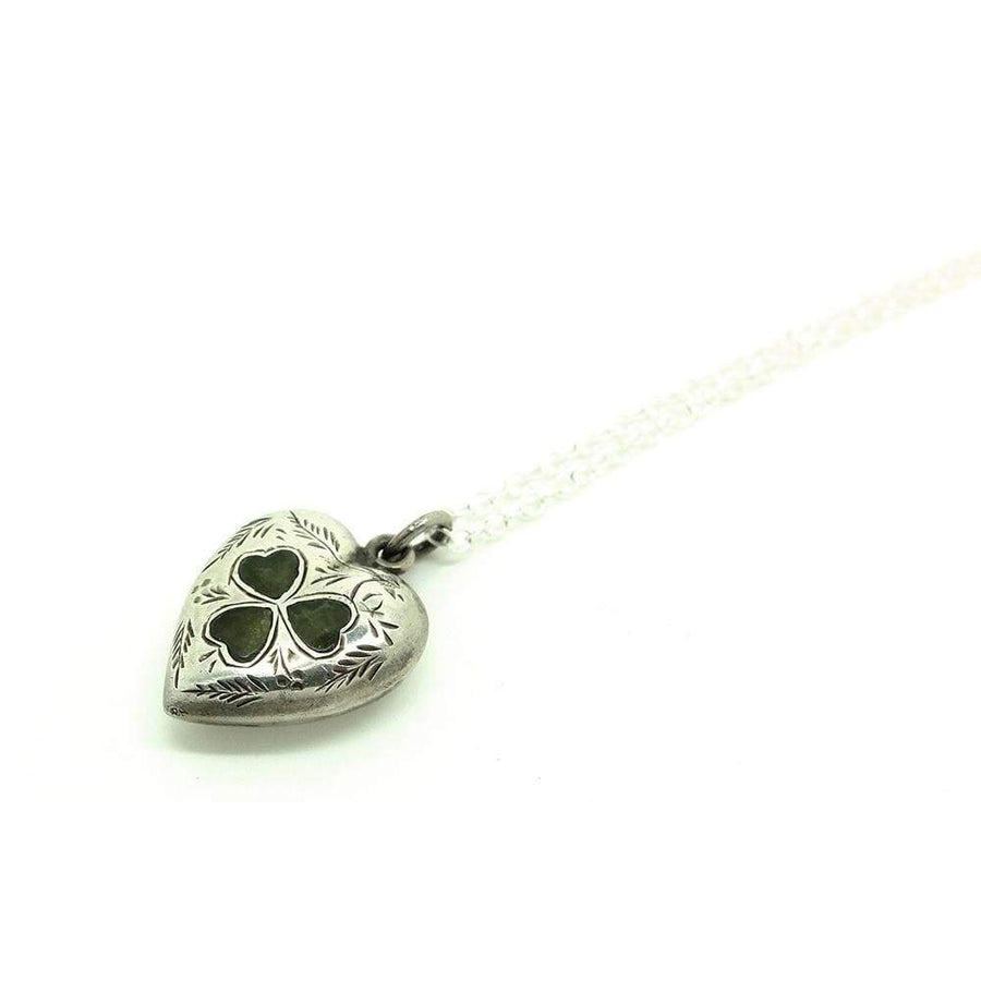 Key to My Heart Silver Necklace Connemara Marble Heart