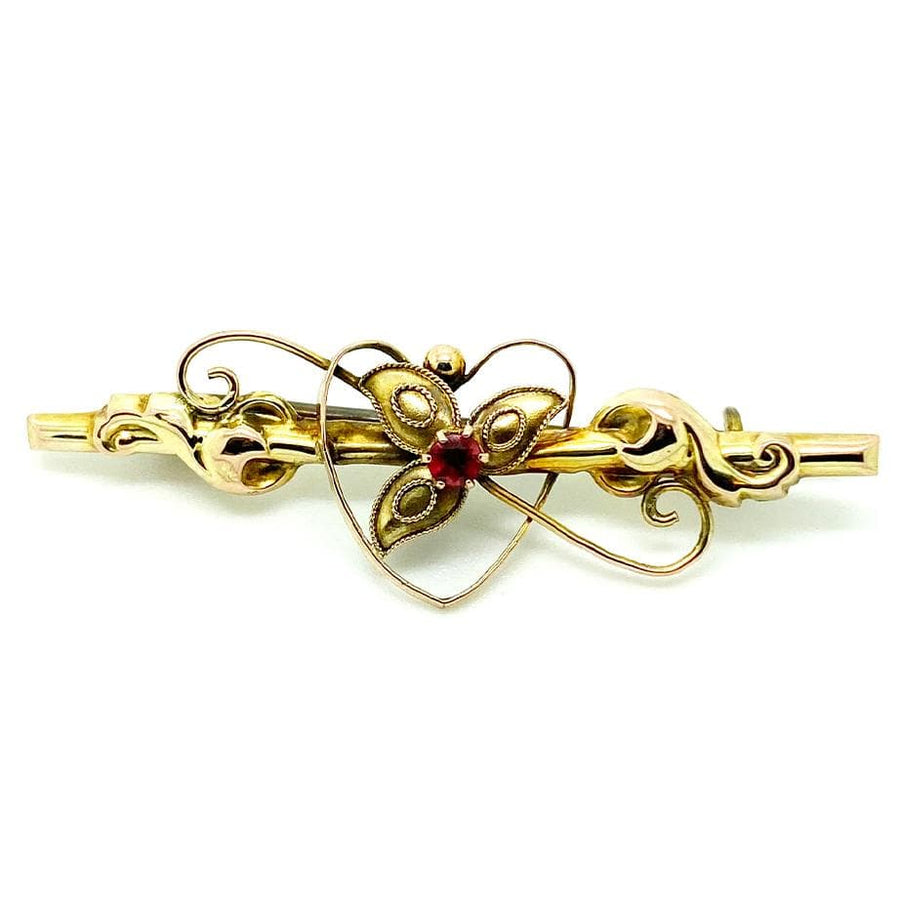 mayvedajewellery Antique Edwardian Heart 9ct Gold Brooch Mayveda Jewellery