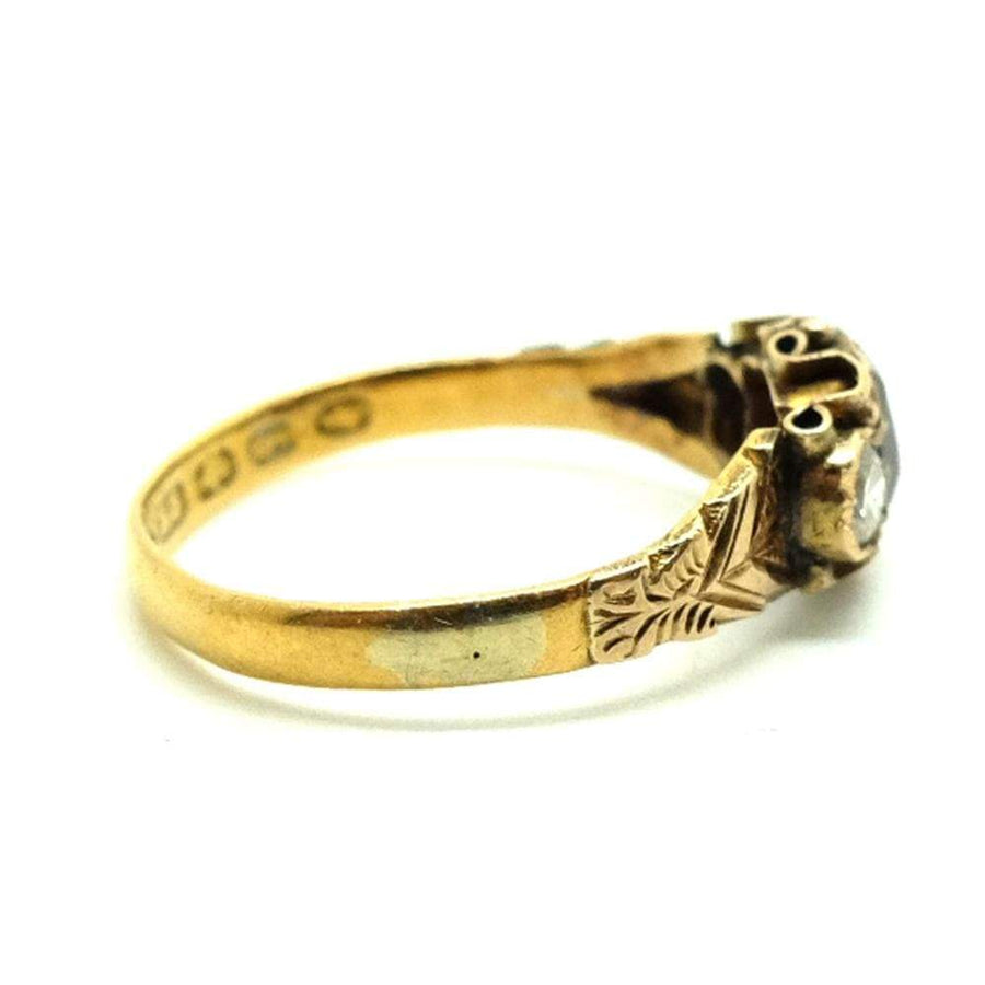 mayvedajewellery Antique Victorian 1857 Diamond Garnet 22ct Gold Ring