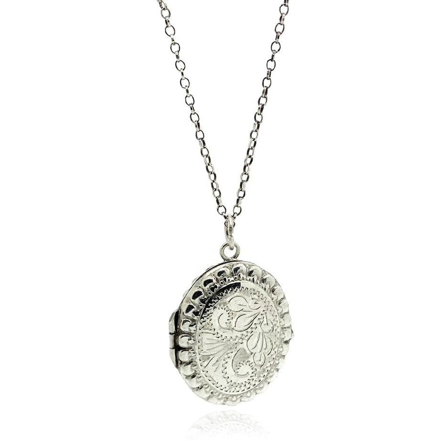 mayvedajewellery Vintage 1930s Silver Oval Locket Necklace