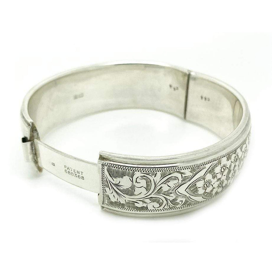 mayvedajewellery Vintage 1950s Forget-Me-Not Silver Bangle Bracelet