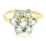 Modern 2005 Aquamarine Cluster 9ct Gold Ring