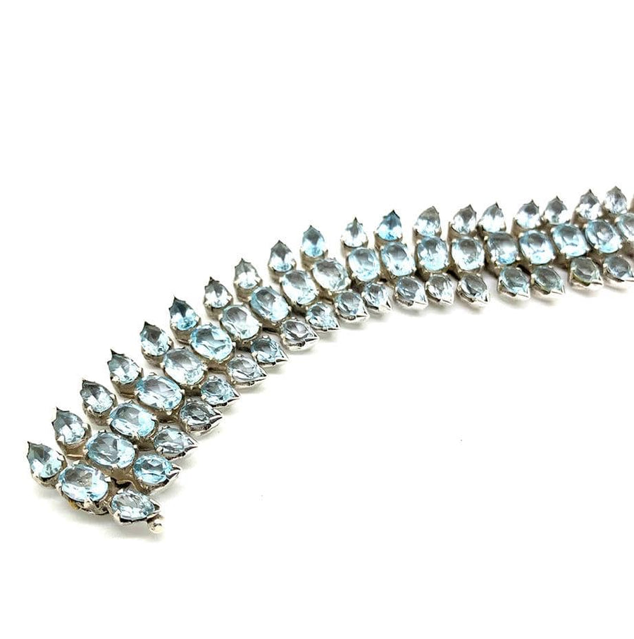 Pear Cut Blue Topaz Silver Gemstone Bracelet