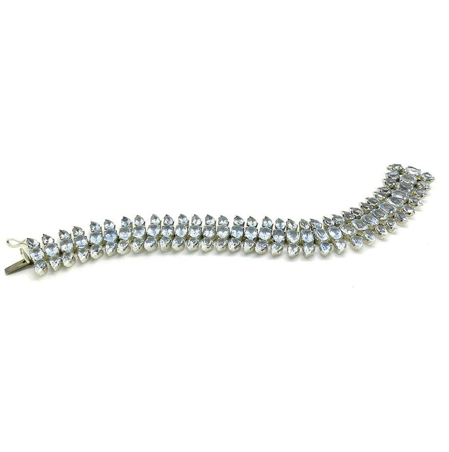 Pear Cut Blue Topaz Silver Gemstone Bracelet