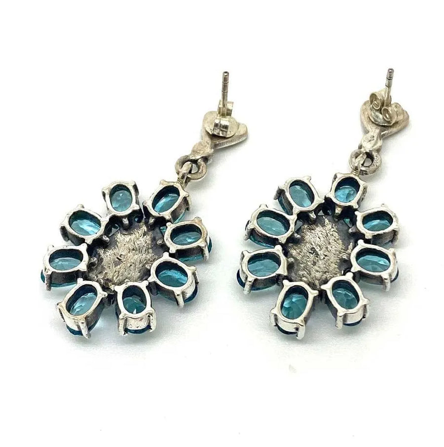 London Blue Topaz Marcasite Silver Earrings - Mayveda Jewelry
