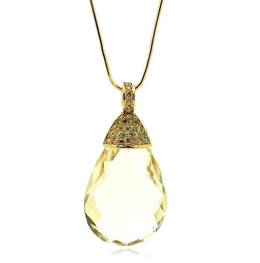 MODERN Necklace Citrine and Diamond 18ct Gold Necklace Mayveda Jewellery