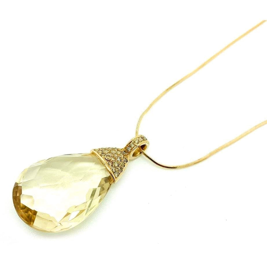 MODERN Necklace Citrine and Diamond 18ct Gold Necklace Mayveda Jewellery