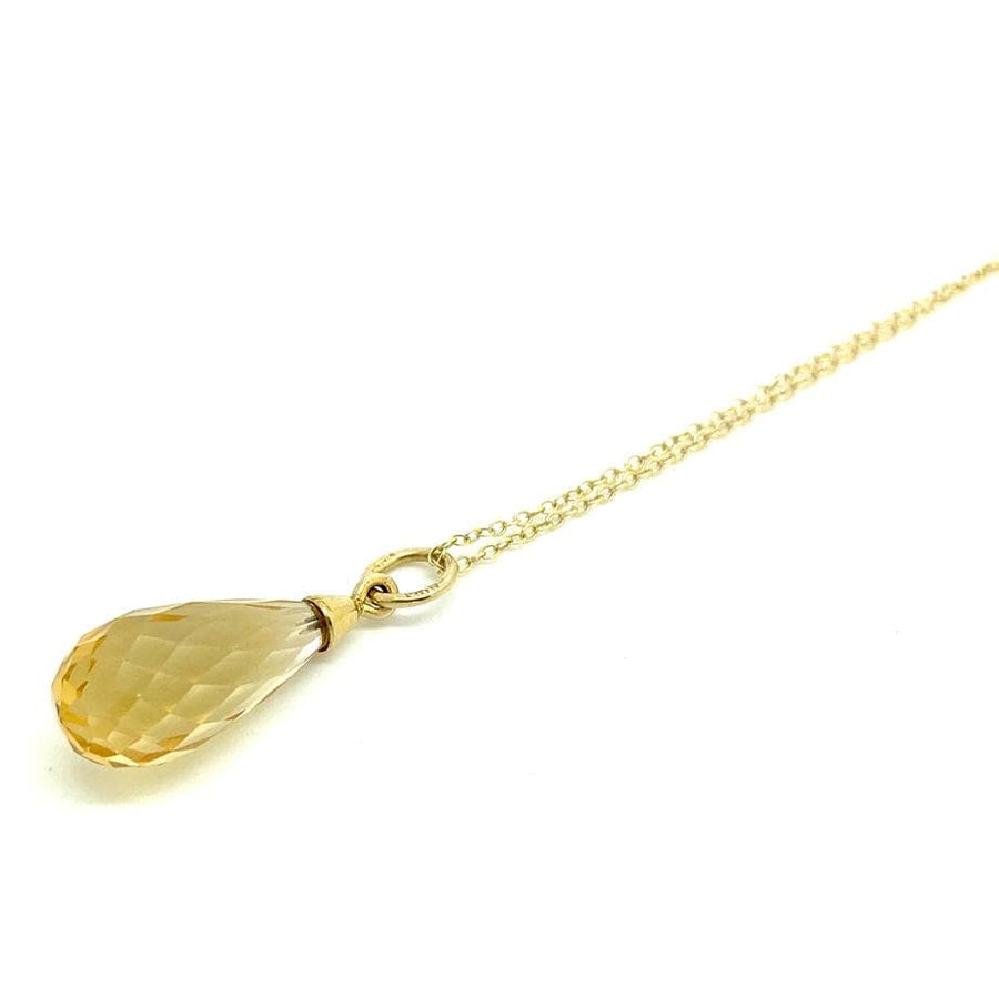 MODERN Necklace Modern Citrine Briolette Drop 9ct Gold Necklace