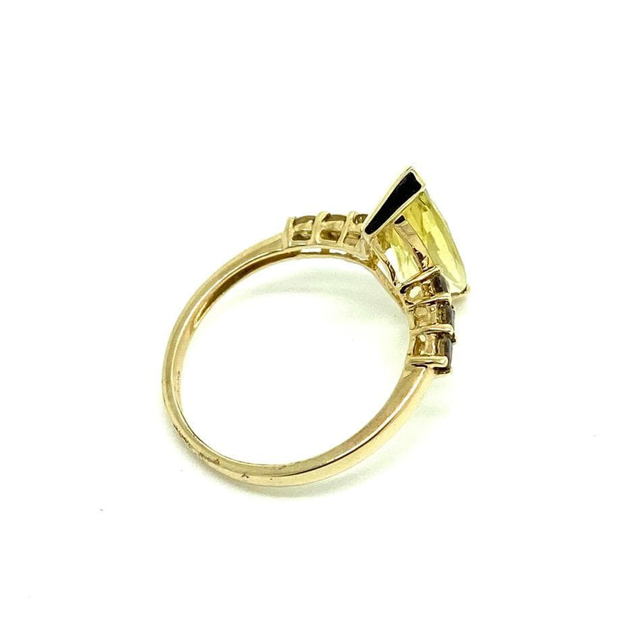 Reserved - Marquise Citrine & Smokey Quartz 9ct Gold Ring