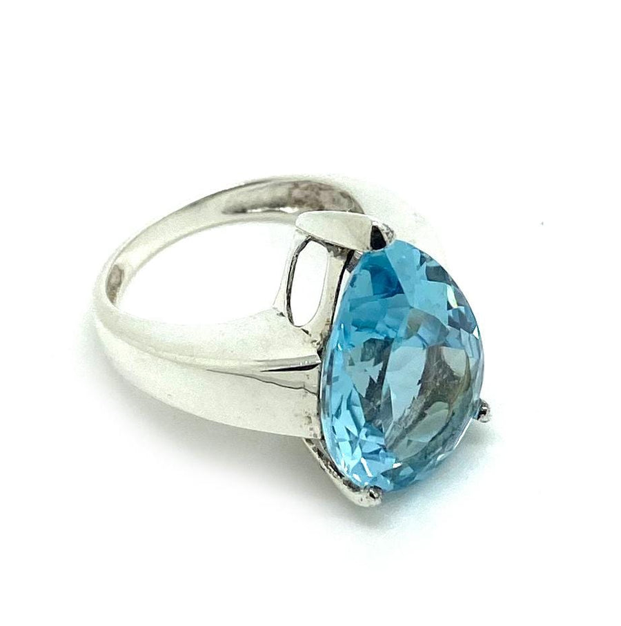 Pear Cut Blue Topaz Silver Ring