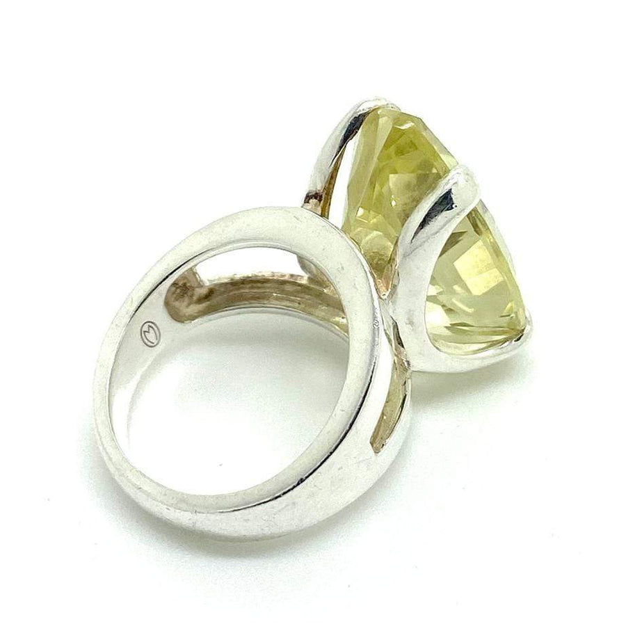Pear Cut Lemon Citrine Silver Ring