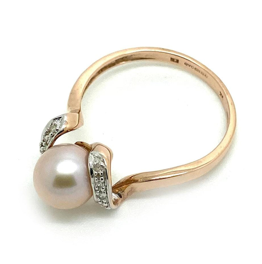 Pink Pearl Diamond 9ct Rose Gold Ring